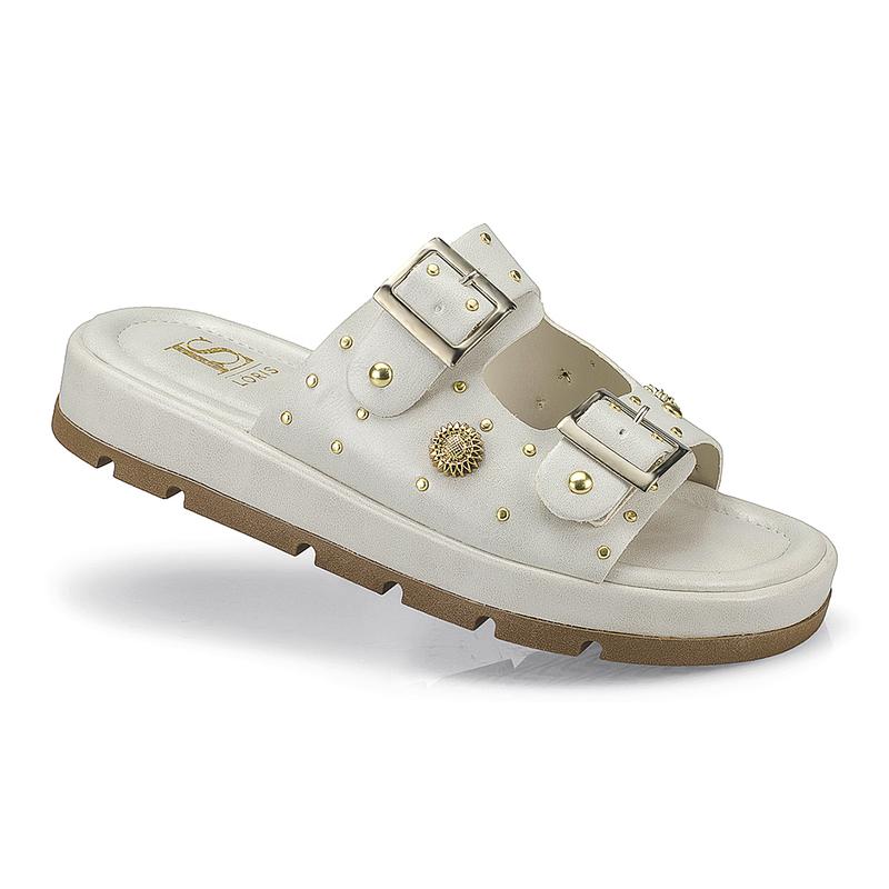 Sandália Rasteira Papete Flatform Rebite Fivela 052-040